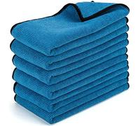 WEAWE Lingettes Microfibre Voiture, Absorbantes, Non Abrasives, Non Pelucheuses, Chiffon Microfibre Voiture Mrofessionnelles Multi-usages 6pcs (40x40cm) Bleu