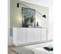 Web Convenienza Buffet avec 4 portes Made in Italy - Buffet de rangement Collection Ice pour salon cuisine entrée salle à manger meuble design moderne original blanc laqué brillant