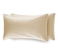Web Linen Paire de taies d'oreiller 100% Coton avec Boutons latéraux 132 x 203 cm, Beige uni