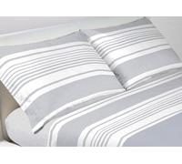 Web Linen Paire de taies d'oreiller 100% Coton avec Boutons latéraux 132 x 213 cm, Motif rayé Gris