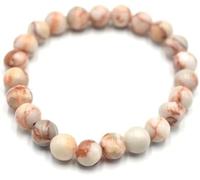 Web Rouge Naturel - Red Jasper 8 mm Gemstone Perles | Boho Stretch pour Hommes Femmes | Bonne Chance, Cadeau de Bijoux en Pierre de prière | 7 Pouces réglables