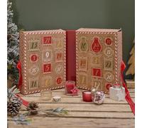 WEB2O Calendrier de l'Avent de Noël, Coffret 24 Bougies et Surprises Parfumées, Design Traditionnel Rouge et Kraft, Décorations Festives de Noël