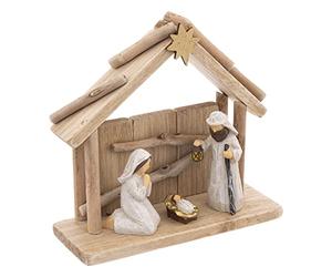 WEB2O Crèche de Noël en Bois 3 santons