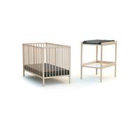 WEBABY - Duo Lit Bébé et Table à Langer Hêtre Brut| Dimensions lit : 124 x 64,5 x 82 cm | Sommier réglable 3 positions | Dimensions Table à langer 74 x 54 x 88 cm