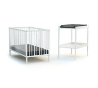 WEBABY - Chambre bébé lit 60x120 et table à langer en bois MILO Blanc - Taille unique
