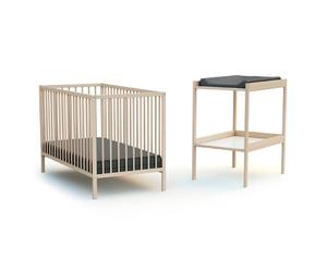 WEBABY - Chambre bébé lit 60x120 et table à langer en bois MILO Hêtre Brut - Taille unique