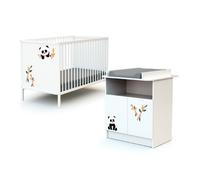 WEBABY - Chambre bébé lit et commode à langer en bois ALBA Blanc - Taille unique