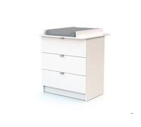 WEBABY Commode à langer 3 tiroirs Panda en bois ALBA Blanc - Taille unique