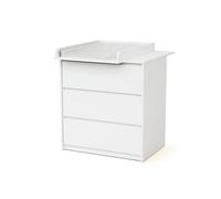 WEBABY - Commode bébé 3 tiroirs avec plan à langer en bois 50 cm UNO - Blanc