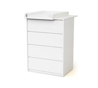 WEBABY - Commode bébé 4 tiroirs avec plan à langer en bois 50 cm UNO - Blanc