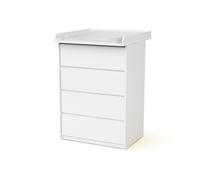 WEBABY - Commode bébé 4 tiroirs avec plan à langer en bois 70 cm UNO Blanc -
