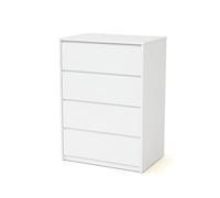 WEBABY - Commode bébé 4 tiroirs en bois UNO - Blanc | Meuble chambre enfant | 71 x 48x 98,5cm