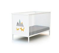 WEBABY Lit à barreaux Renard panneaux bois blanc 60x120 cm