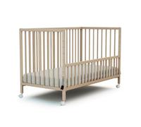 Webaby - Lit bébé cododo en Bois avec roulettes 60x120cm LIO | Bois Massif | Dès la Naissance | Réglable en Hauteur | Lit à barreau ou cododo | Confort de Sommeil | Sommier à Lattes (Beige, Lit bébé)