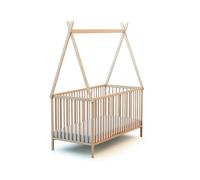 WEBABY - Lit bébé en bois 70 x 140 cm avec tipi Hêtre Brut -