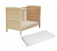 AT4 - Lit bébé évolutif en bois avec matelas ESSENTIEL Hêtre Verni 60 x 120 cm
