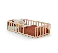 WEBABY - Lit enfant au sol en bois 70 x 140 cm KAÏA Hêtre Brut - 70x140