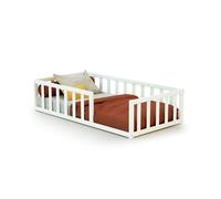 WEBABY - Lit enfant au sol en bois 70 x 140 cm KAÏA Blanc - 70x140