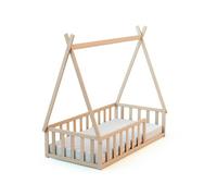 WEBABY - Lit Tipi au sol en bois Hêtre Brut - Taille unique