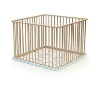 WEBABY - Parc bébé en bois 100 x 100 cm (Beige, 100x100)