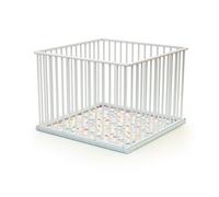 WEBABY - Parc bébé en bois 100 x 100 cm CUBO Blanc -