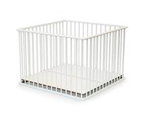 WEBABY - Parc bébé en bois XXL - 100x100 cm Blanc |Fond réglable sur 3 hauteurs|Poids maximum de 15 kg | Agés de moins de 24 mois