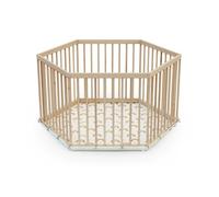 WEBABY - Parc bébé hexagonal en bois ALVEO - 125 x 109 x 65 cm Beige -