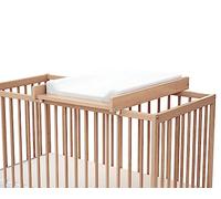 WEBABY - Plan à langer Mona Hêtre Verni |75 x 51,5 x 7 cm| Table à langer pour lit bébé 60x120cm | Installation sécurisée | Léger | Maniable | Pratique | Gain de place