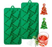 webake 2pcs Moule en silicone Arbre de Noël Ice Cube Moules Noël Poêle à pâtisserie Moule à chocolat pour Ice Cube Chocolat DIY Bonbons doux Gelée Cookies Vert