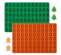 Webake 2pcs Moules à chocolat de Noël Silicone 77 Cavity Mini Arbre de Noël Moule Pain d’épice Homme Moules gélifiés pour bricolage Noël Chocolat Cuisson Cookies Bonbons