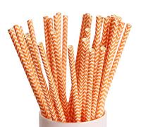 Webake Lot de 100 à boire pailles en papier à rayures 19,7 cm jetables de remplacement biodégradable Orange