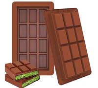 Webake Lot de 2 grands moules rectangulaires en silicone épais pour barre de chocolat profond