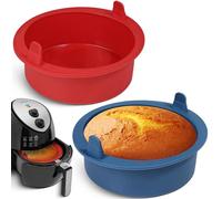 webake Lot de 2 mini moules à gâteau, ronds, en silicone, pour friteuse à air chaud, 16 cm, petit moule à gâteau, moule à air fryer