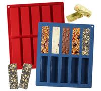 Webake Lot de 2 mini moules rectangulaires en silicone pour barres granola, 50 g, 10 cavités
