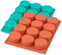 Webake Lot de 2 moules à biscuits ronds en silicone pour pâtisserie, bonbons, gelée, gâteau au chocolat