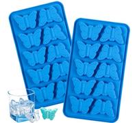 Webake Lot de 2 moules à glaçons en silicone en forme de papillon - 10 trous - Pour savon, glaçons, cupcake