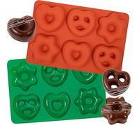 webake Lot de 2 moules en silicone pour pain d'épice, étoiles, cœurs, bretzels, pain d'épices, moule en silicone