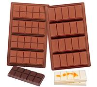 Webake Lot de 2 moules profonds pour barres de chocolat farcies, moules en silicone épais pour remplir le chocolat, les bonbons, la cire fondue, se détacher