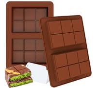 Webake Lot de 2 petits moules à chocolat profond en silicone avec 1 grattoir épais pour barre de chocolat