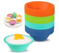 Webake Lot de 24 moules puto philippins réutilisables en silicone de 7 cm pour cuiseur vapeur, sans BPA et antiadhésif, parfaits pour les muffins de taille bouchée, la cuisson de tarte
