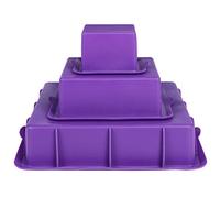 webake Lot de 3 moules à gâteau carrés en silicone - 22,9 cm, 15,2 cm, 7,6 cm - Pour fête d'anniversaire, anniversaire de mariage