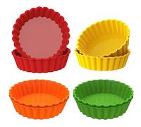 webake Lot de 8 mini moules à quiche en silicone de 10,2 cm pour gâteaux au fromage, tartes, quiches, muffins
