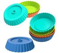 webake Lot de 8 mini moules à tarte ronds en silicone de 12,7 cm