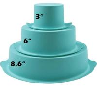 Webake Lot de moules à gâteau ronds en silicone pour 3 étages - 20,3 cm - 15,2 cm - 7,6 cm - Pour anniversaire, anniversaire de mariage, Halloween, fête de Noël