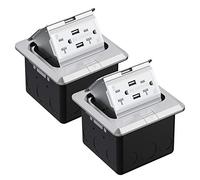 WEBANG Lot de 2 couvercles de prise de sol pop-up avec prise USB TR en acier inoxydable de 20 A, certifié ETL, argenté