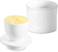 Webao Beurrier avec Refroidissement, Beurre Pot en Porcelaine, Conserve avec Couvercle de Beurre Fromage, Blanc