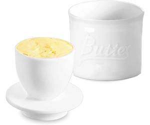 Webao Beurrier avec Refroidissement, Beurre Pot en Porcelaine, Conserve avec Couvercle de Beurre Fromage, Blanc