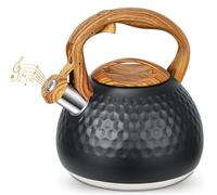 Webao Bouilloire à induction - En acier inoxydable - Avec poignée en grain de bois - Maximum 2,7 l - Bouilloire moderne pour tous les types de plaques de cuisson - Bouilloire sifflante avec sifflet