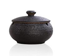 Webao Cendrier en Céramique avec Couvercles, Cendrier à Cigare, Coupe-Vent, Décoration de Bureau à Domicile, Cendrier à Cigarettespour Usage Extérieur, Noir