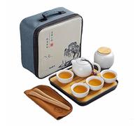 Webao Ensemble de Théière Chinois Kungfu en Céramique - Service à Thé avec 4 Tasses et Plateau - Cadeau Tout-en-Un pour Thé en Vrac - Blanc